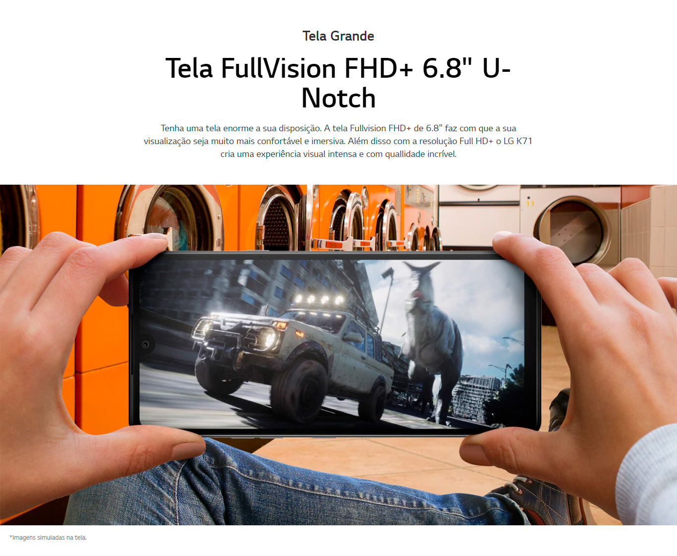 Smartphone LG K71 128GB 4GB RAM Tela 6.8 Câmera Tripla Traseira 48MP + 5MP + 5MP Frontal de 32MP Bateria de 4000mAh Titânio