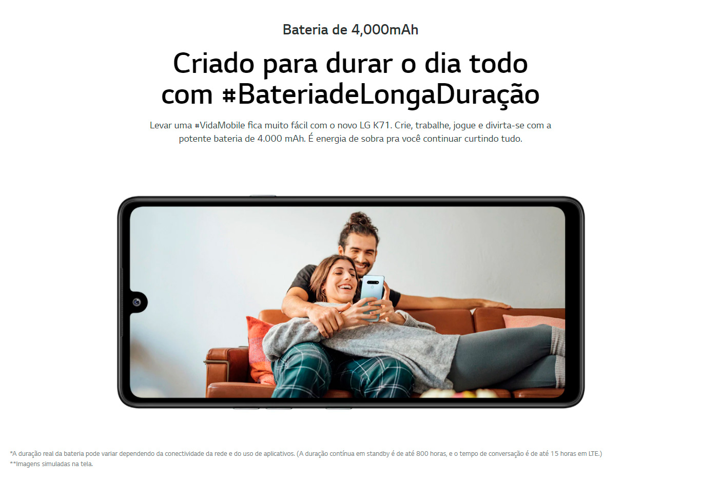 Smartphone LG K71 128GB 4GB RAM Tela 6.8 Câmera Tripla Traseira 48MP + 5MP + 5MP Frontal de 32MP Bateria de 4000mAh Titânio