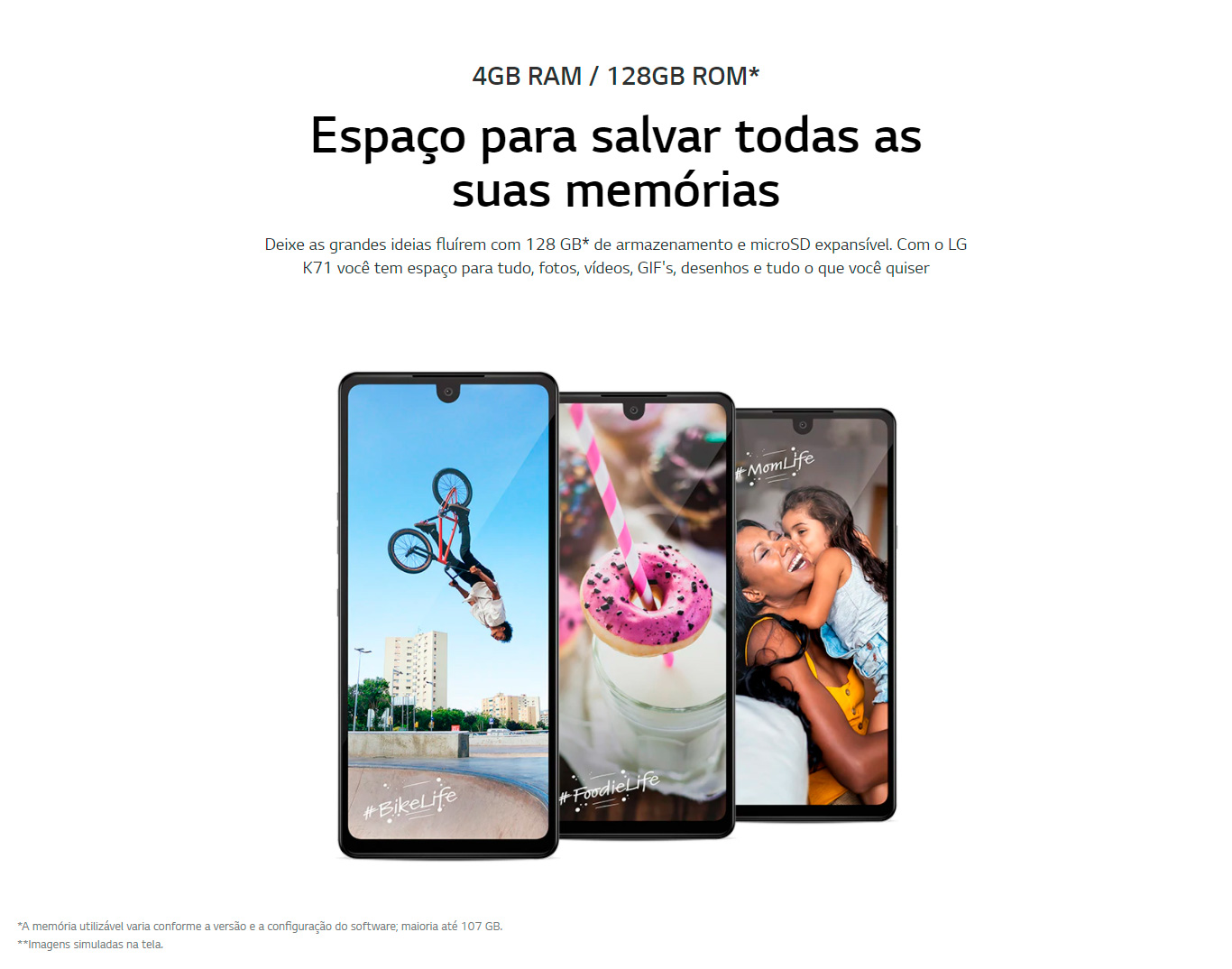 Smartphone LG K71 128GB 4GB RAM Tela 6.8 Câmera Tripla Traseira 48MP + 5MP + 5MP Frontal de 32MP Bateria de 4000mAh Titânio