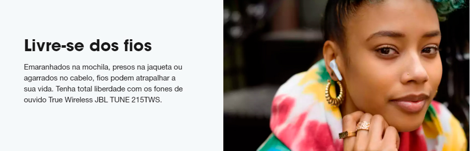 Fone de Ouvido Auricular JBL T215 TWS , Branco