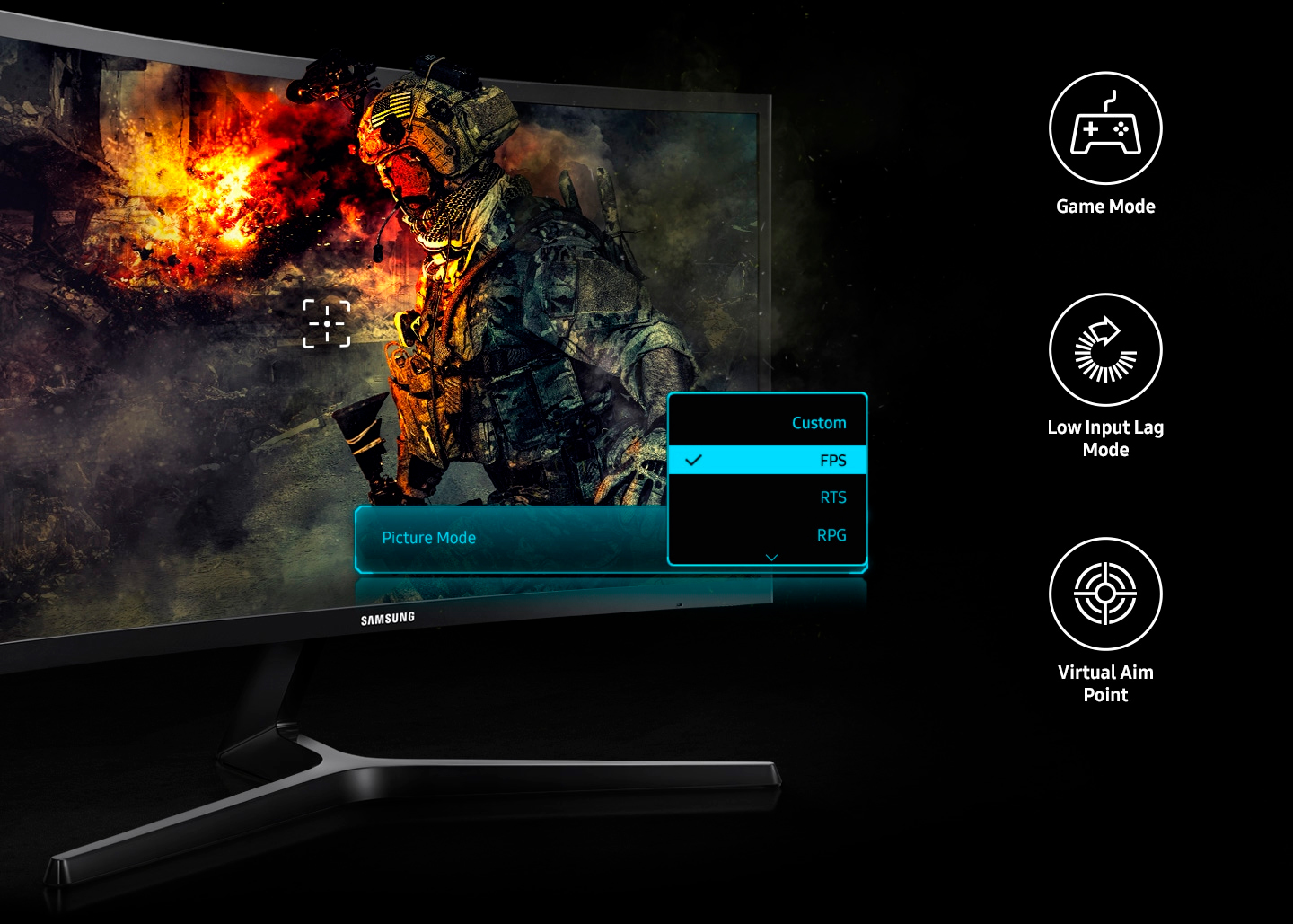 Monitor Gamer Samsung 24 Curvo Full HD HDMI/DisplayPort FreeSync 144Hz Inclinação Ajustável - LC24RG50FQLMZD