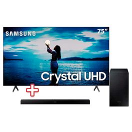 Smart-TV-75--Crystal-UHD-TU7020-4K-2020-Samsung----Soundbar-Samsung-HW-T555-com-2.1-canais-Potencia-de-320W-Bluetooth-Subwoofer-Sem-Fio