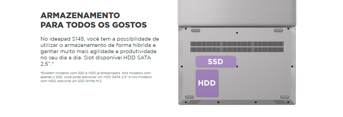 Notebook Lenovo S145 Ryzen 7-3700U 8GB 512GB SSD RX Vega 10 15,6 Full HD Windows 10 Home, Prata -81V70009BR