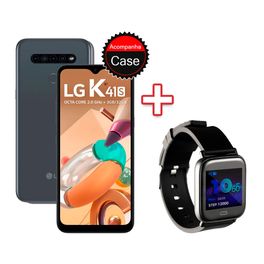 Kit-Smartphone-LG-K41S-32GB-3G-RAM-Tela-655--Camera-Quadrupla-Titanio---Smartwatch-Goldentec-Preto