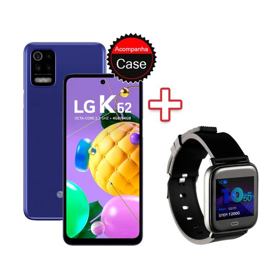 Smartphone-LG-K62-64GB-4GB-RAM-Tela-de-659--Camera-Quadrupla-Azul---Smartwatch-Goldentec-Preto