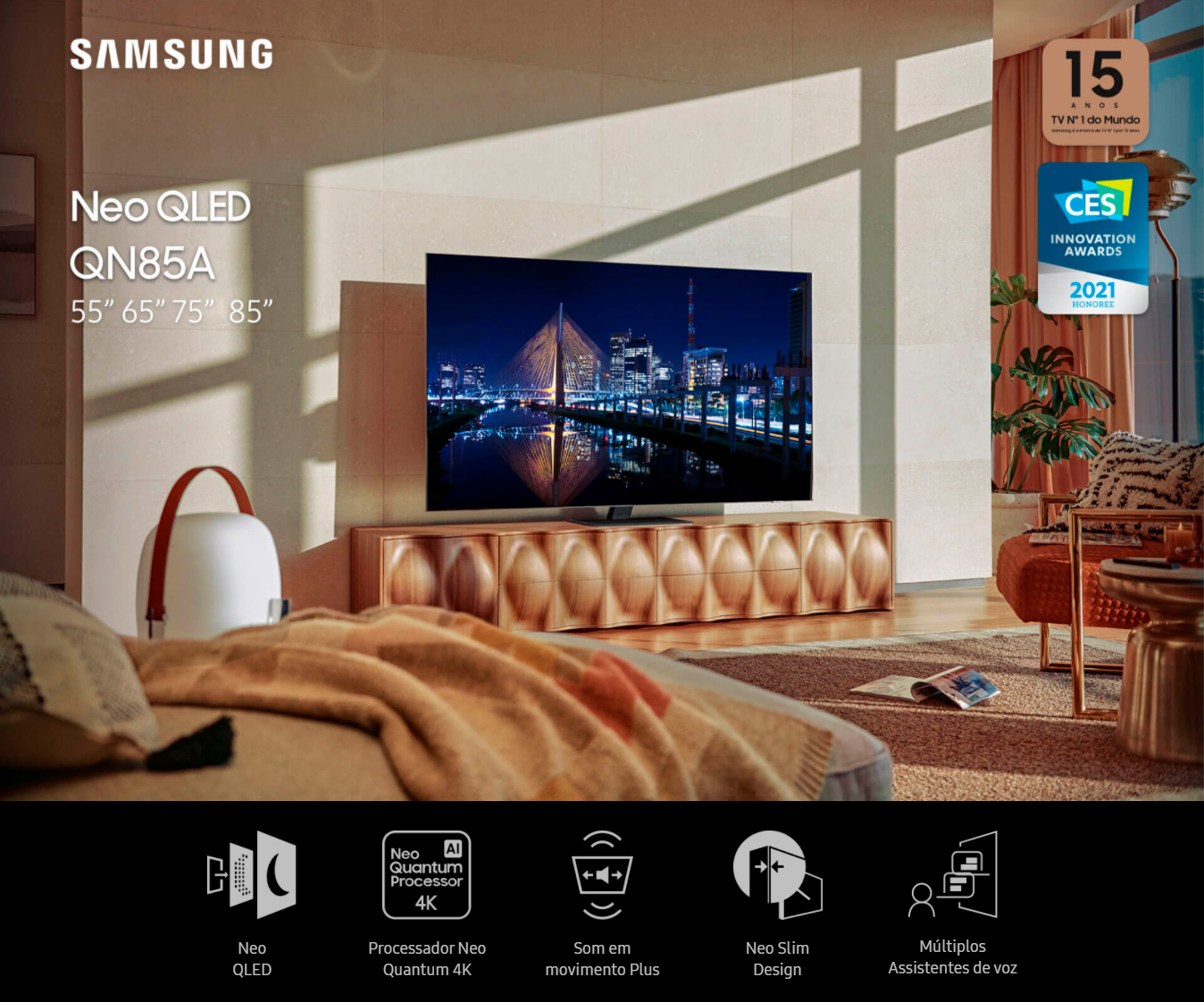 Smart TV Samsung Neo QLED 4K QN65QN85AAGXZD QLED Tizen 4K 65 100V/240V