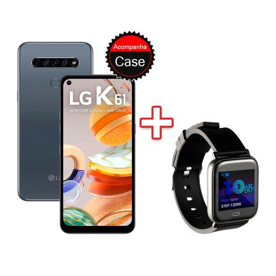 Kit-Smartphone-LG-K61-128GB-4GB-RAM-Tela-655--Camera-Quadrupla-Titanio---Smartwatch-Goldentec-Preto