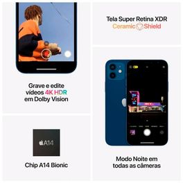 Kit-iPhone-12-Apple-Preto-64GB-Desbloqueado---MGJ53BZ-A----Carregador-Qi-Ultra-Slim-Goldentec---Carregador-de-Parede-Turbo-USB-3.0-Branco-Goldentec