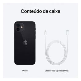 Kit-iPhone-12-Apple-Preto-64GB-Desbloqueado---MGJ53BZ-A----Carregador-Qi-Ultra-Slim-Goldentec---Carregador-de-Parede-Turbo-USB-3.0-Branco-Goldentec