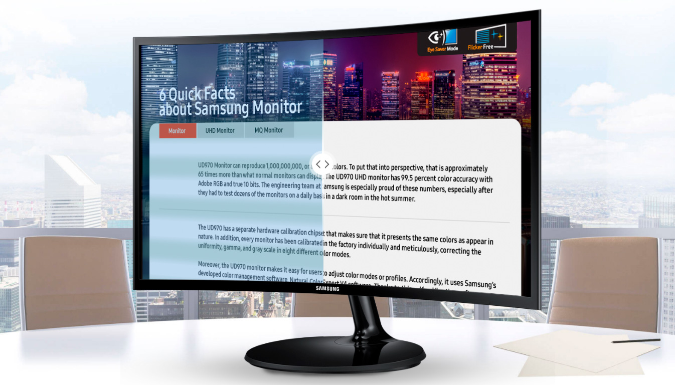 Monitor Samsung LED 24 Widescreen Curvo, Full HD, HDMI/VGA, FreeSync - LC24F390FHLMZD