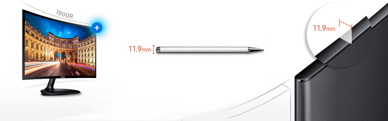 Monitor Samsung LED 24 Widescreen Curvo, Full HD, HDMI/VGA, FreeSync - LC24F390FHLMZD