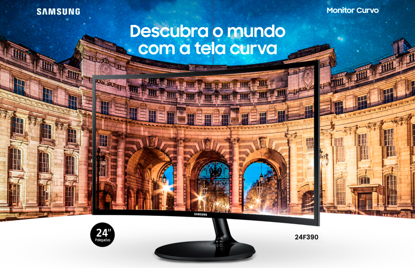 Monitor Samsung LED 24 Widescreen Curvo, Full HD, HDMI/VGA, FreeSync - LC24F390FHLMZD