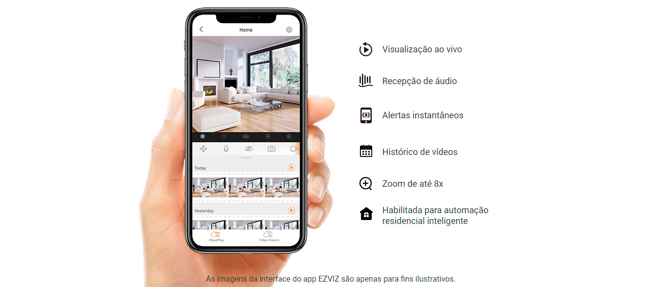 Câmera de Segurança Ezviz IP Wi-Fi Full HD 1080p, com detecção de movimento, Integração Alexa/Google Home - C6N
