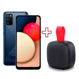Kit-com-Smartphone-Samsung-Galaxy-A02s-32GB-3GB-RAM-Tela-de-65--Camera-Tripla-Azul---Caixa-de-Som-Bluetooth-10W-RMS-GT-Connect-|-Goldentec