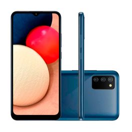 Kit-com-Smartphone-Samsung-Galaxy-A02s-32GB-3GB-RAM-Tela-de-65--Camera-Tripla-Azul---Caixa-de-Som-Bluetooth-10W-RMS-GT-Connect-|-Goldentec