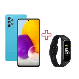 Kit-com-Smartphone-Samsung-A72-128GB-6GB-RAM-Tela-67--Camera-Quadrupla-Azul---Smartwatch-Samsung-Fit-2-Preto