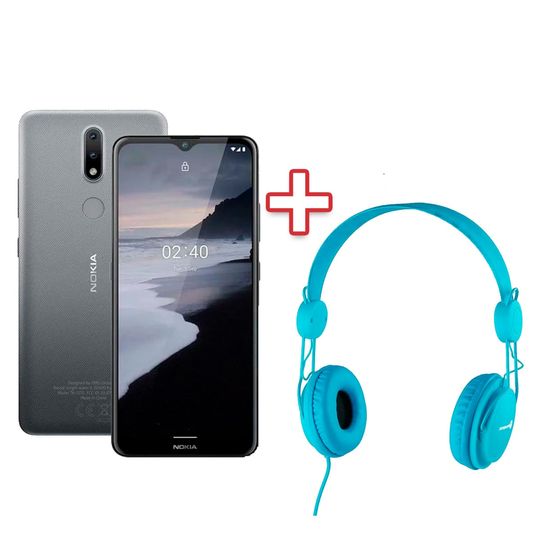 Smartphone-Nokia-2.4-64GB-3GB-RAM-Tela-65--Camera-Traseira-Dupla-Cinza---Headphone-Goldentec-GT-Soul-Colors-Azul