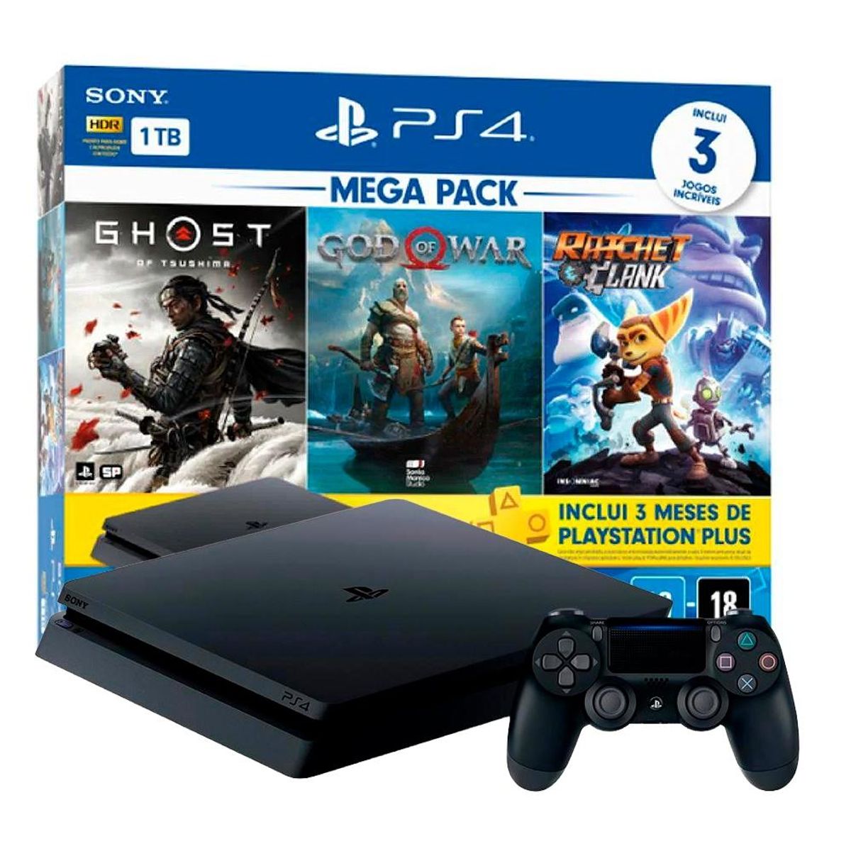 Ps4 Pro Branco 1tb Com Jogo Completo Garantia Nf-e