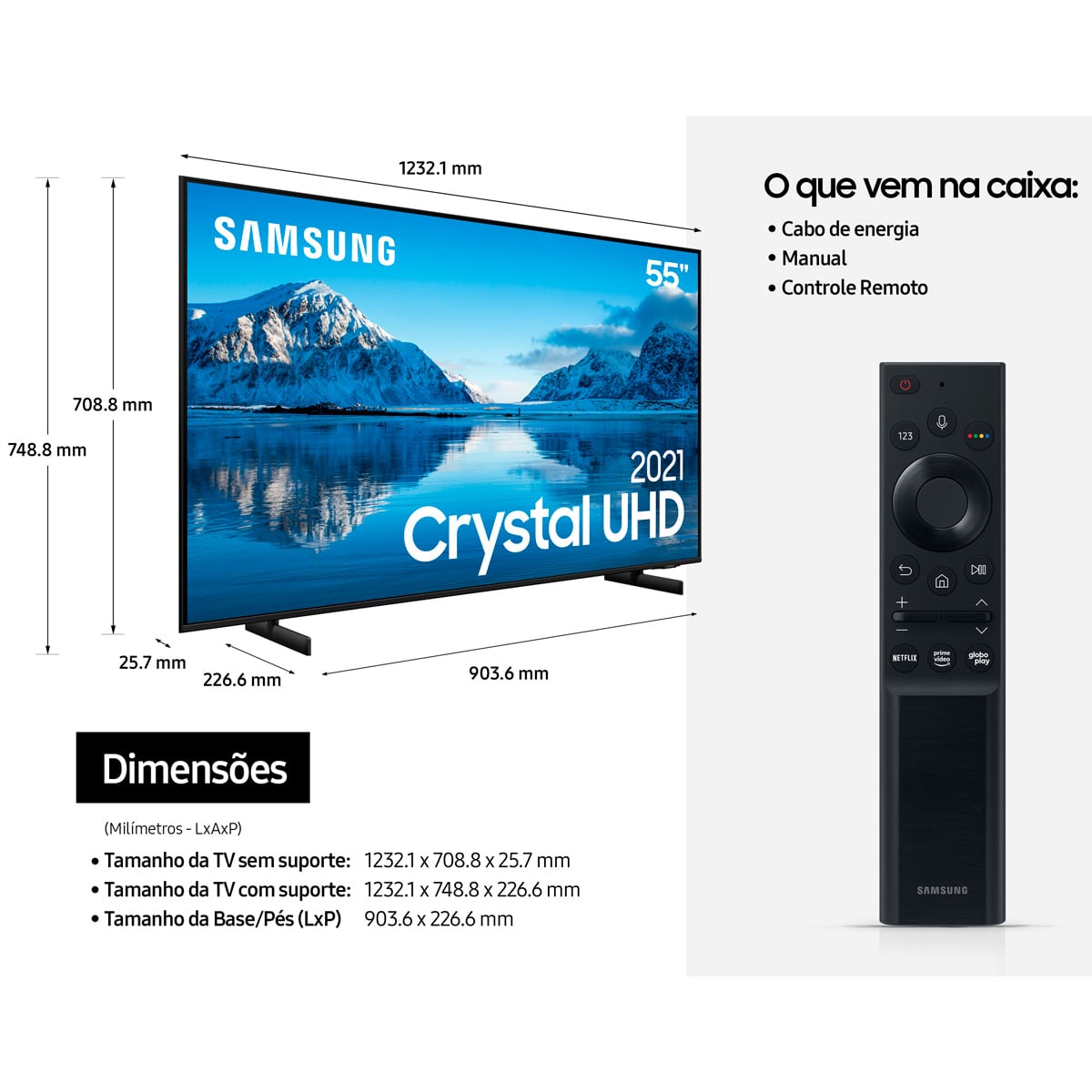Smart TV Samsung 55" Crystal 4K 55AU8000 Alexa lojaibyte