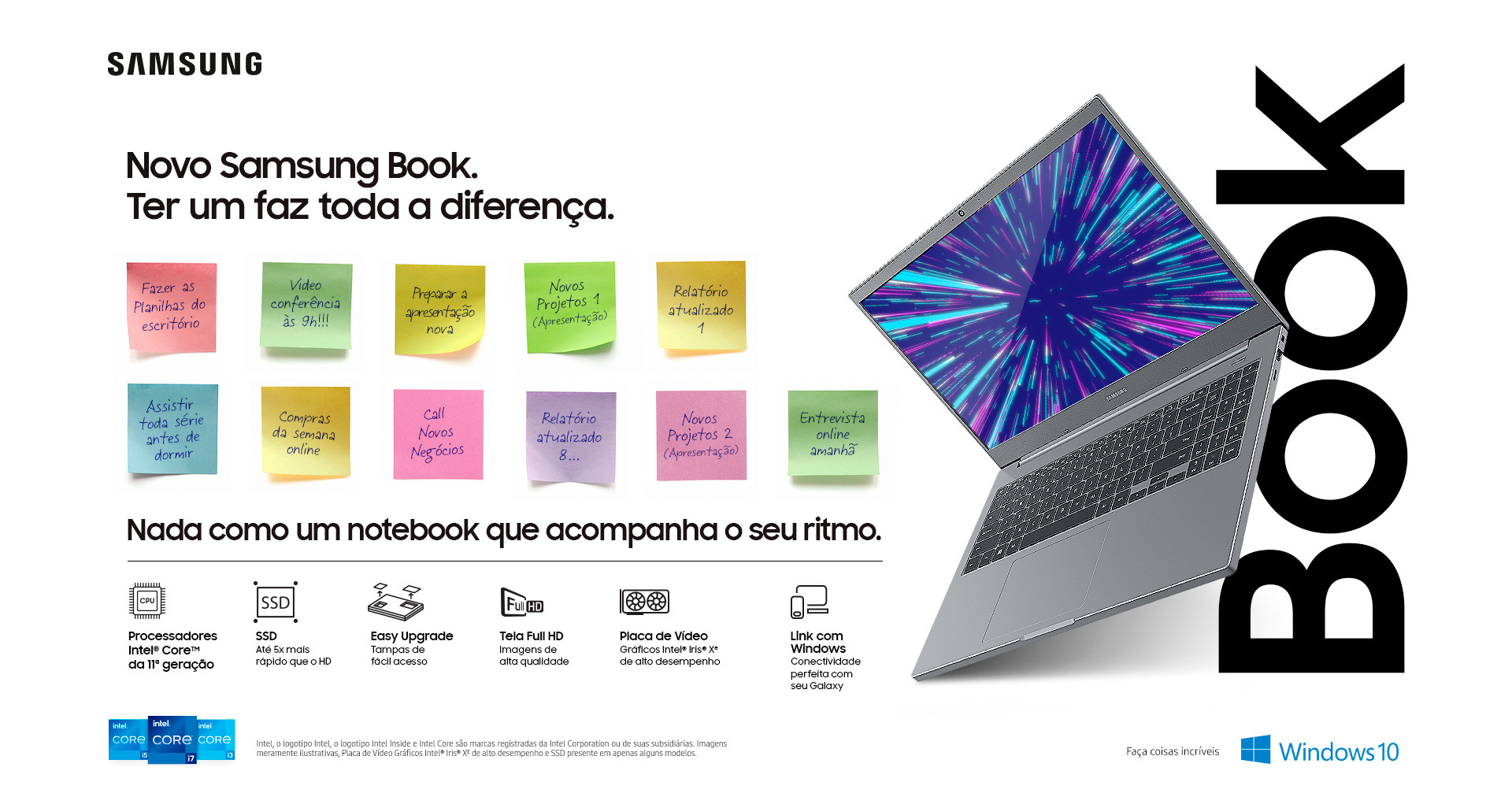 Notebook Samsung Book Intel Core i5 - 8GB 256GB SSD 15,6” Full HD Windows 10, Cinza Cumbo - NP550XDA-KF2BR