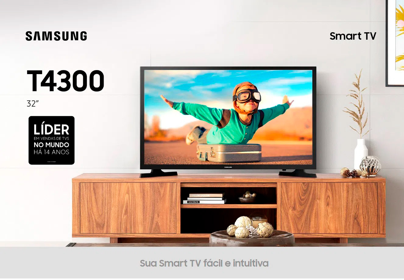 📺 Smart TV LED 32" Samsung 32T4300 2 HDMI 1 USB HD WI-FI - lojaibyte