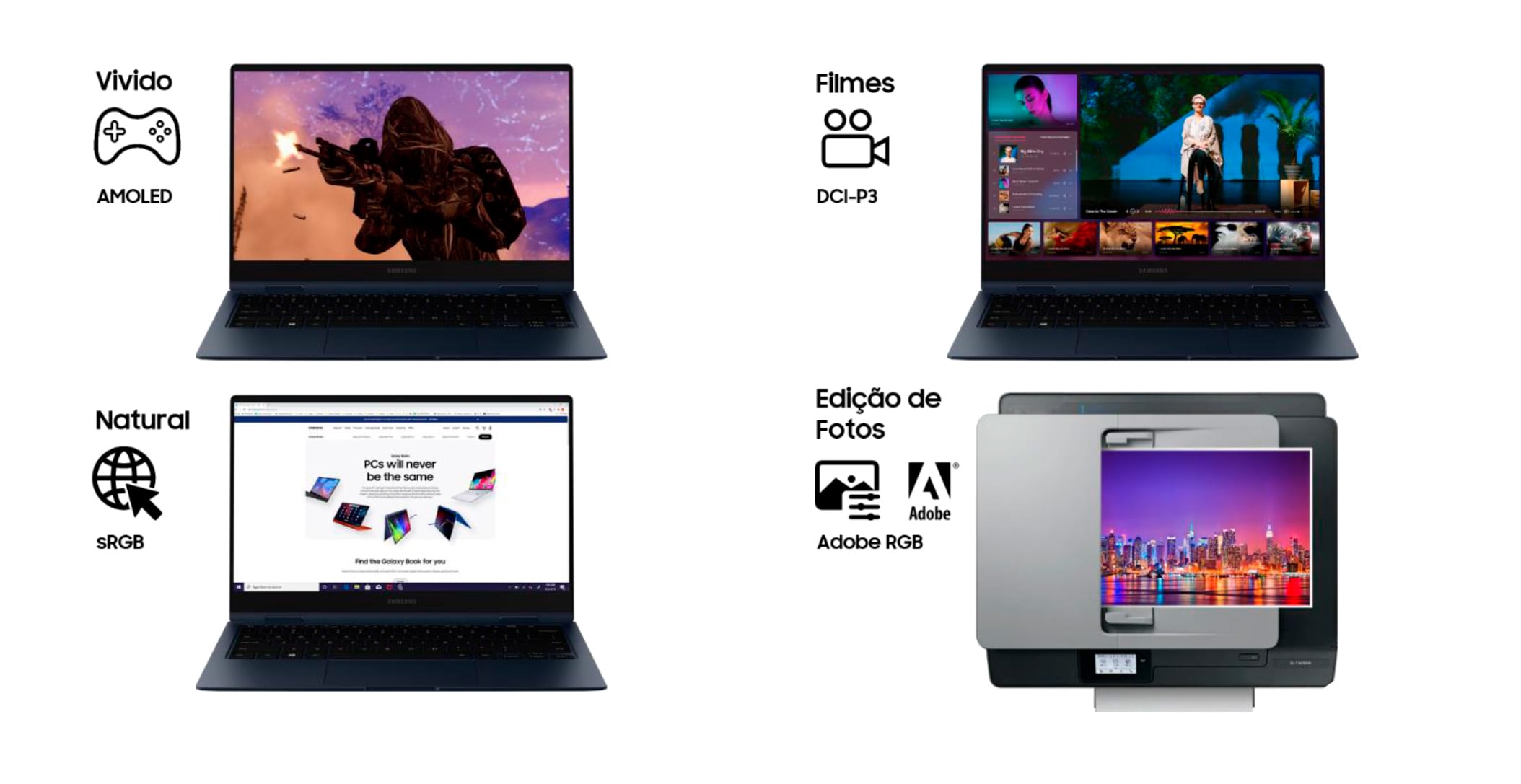 Notebook Samsung Galaxy Book Pro 11ª Intel Core i7 16GB 1TB SSD M.2, 15' Full HD Amoled Windows 10, Mystic Silver - NP950XDB-KS1BR