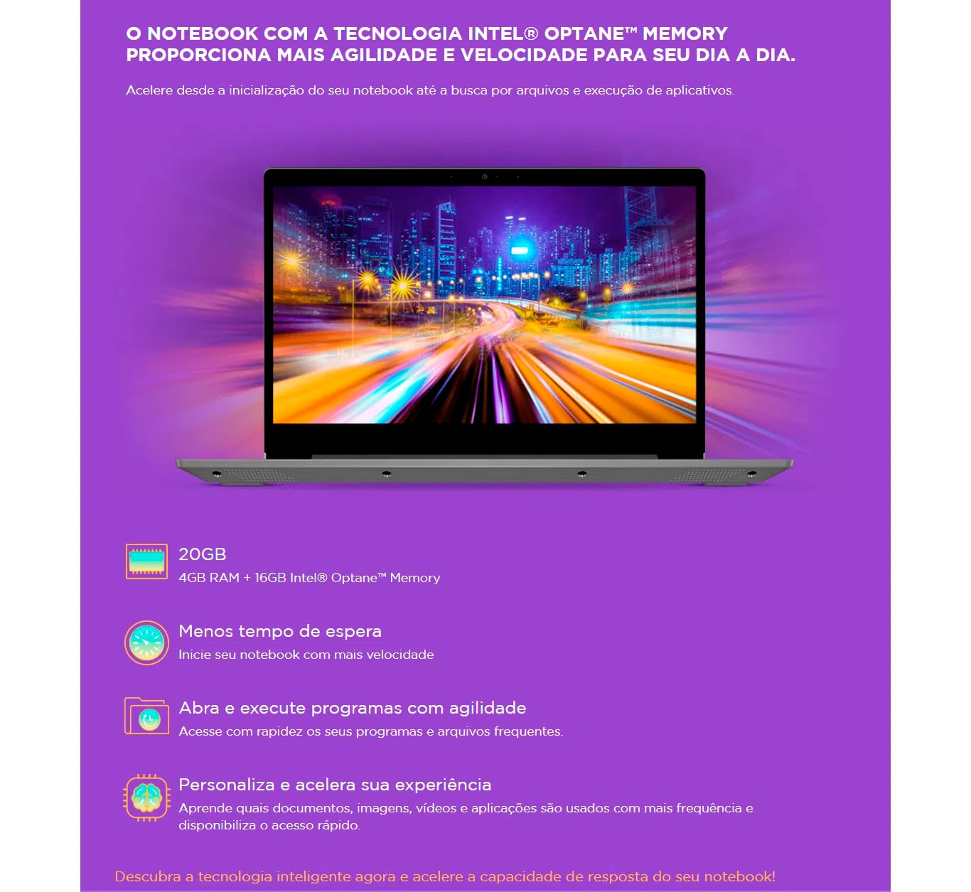 Notebook Lenovo S145 Intel Core i5-1035G1 4GB+16GB Optane 1TB 15,6 HD Windows 10 Home, Prata -82DJ0005BR