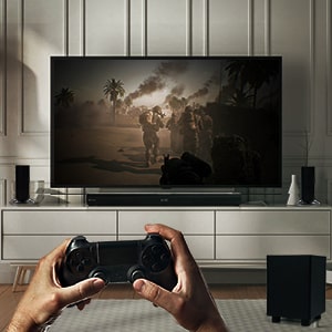 Soundbar 5.1 Canais 280W RMS com Subwoofer sem fio, Bluetooth, Entrada HDMI e Óptica Goldentec