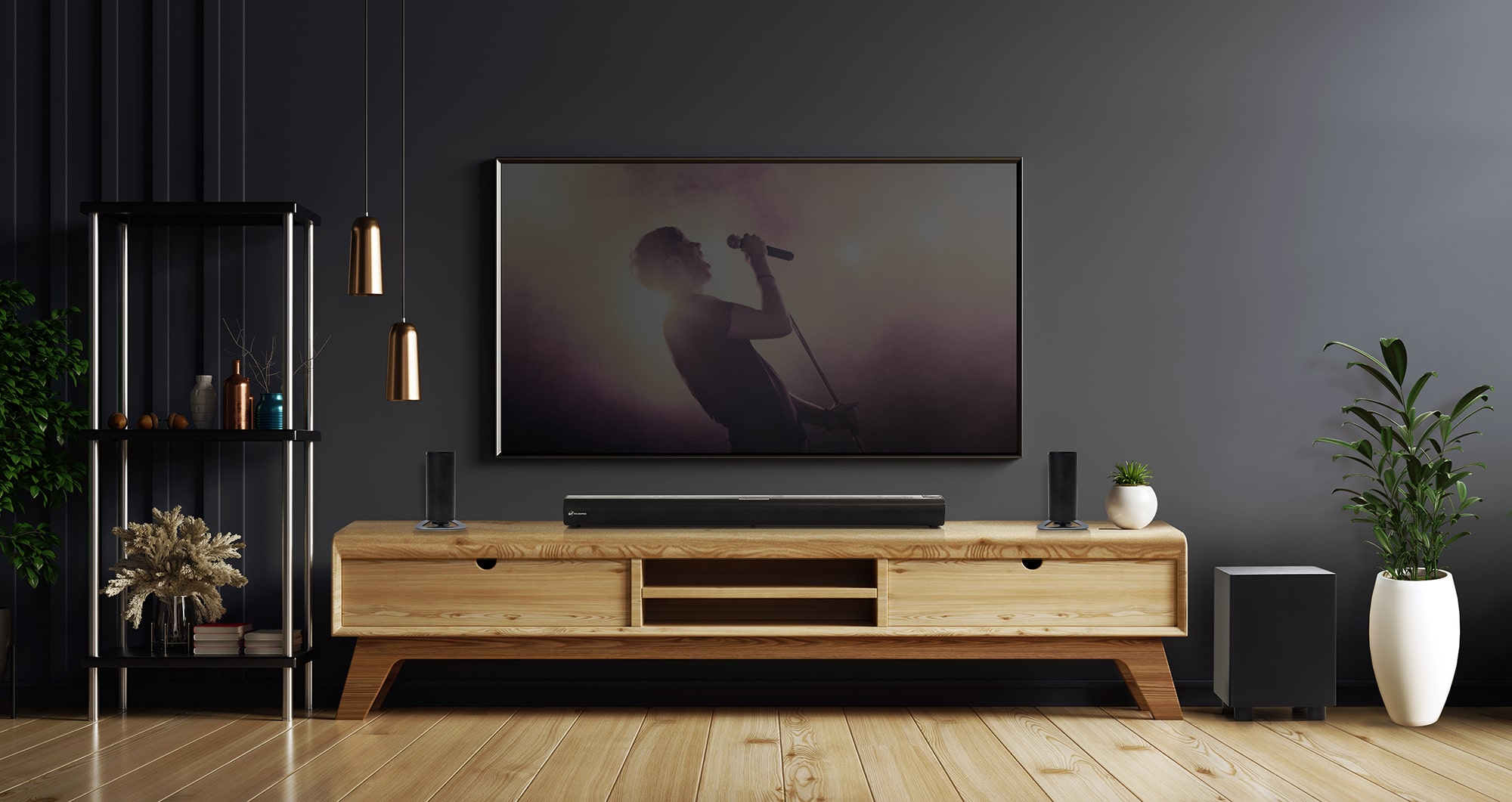 Soundbar 5.1 Canais 280W RMS com Subwoofer sem fio, Bluetooth, Entrada HDMI e Óptica Goldentec