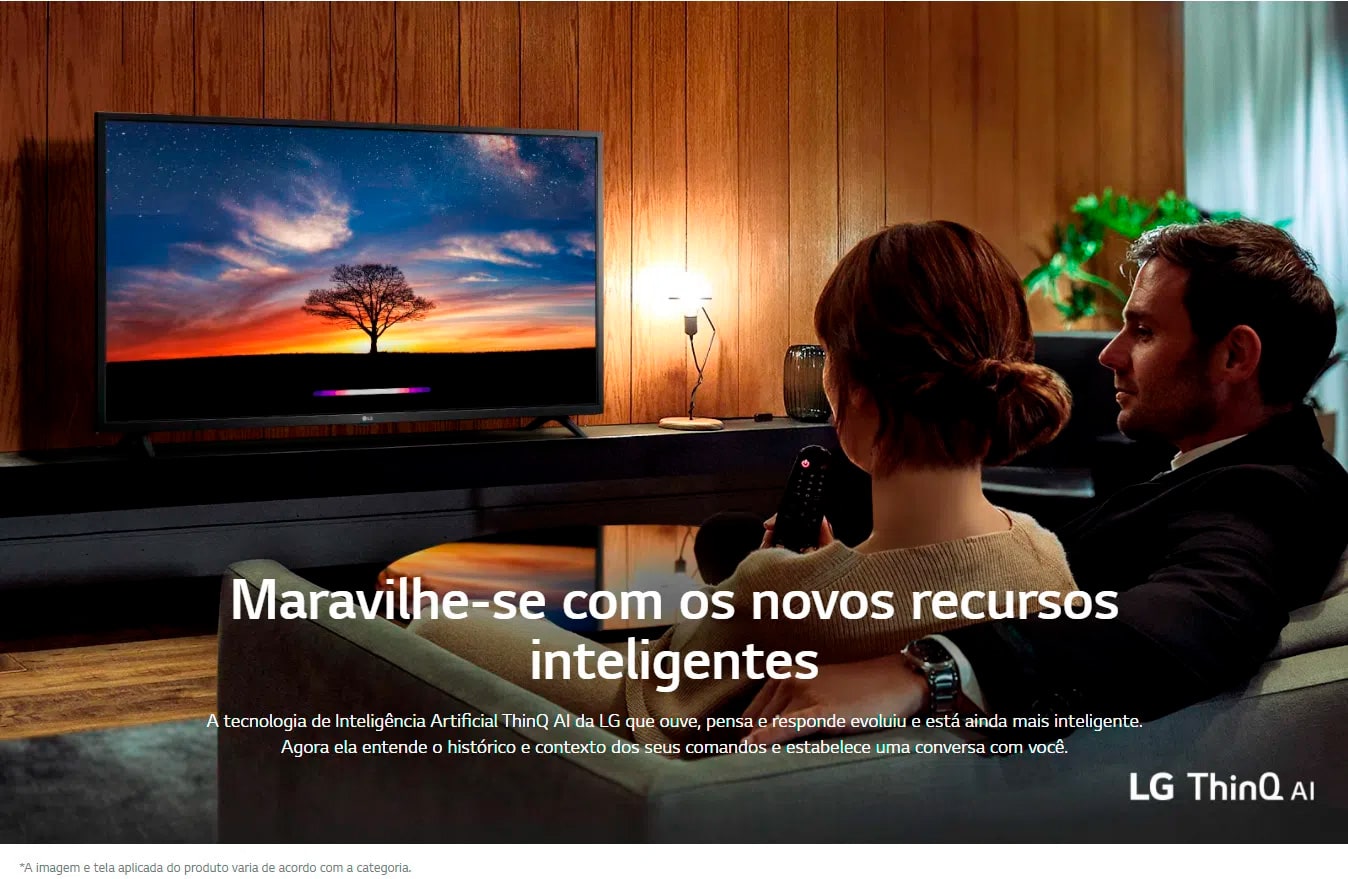  Smart TV LED 43 Full HD LG 43LM6300PSB ThinQ AI Quad Core, Bluetooth 3 HDMI 2 USB Wi-Fi