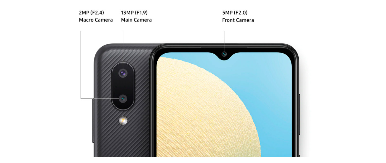 Smartphone Samsung Galaxy A02 32GB 2GB RAM Tela Infinita de 6.5 Câmera Dupla Traseira 13MP + 2MP Frontal de 5MP Bateria de 5000mAh Azul