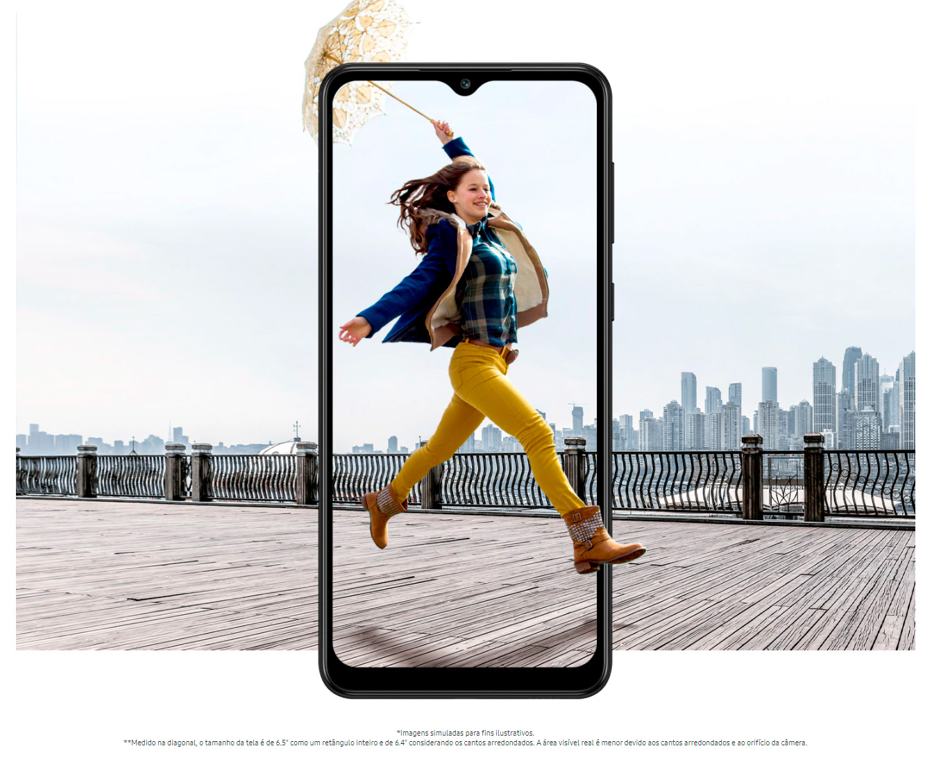 Smartphone Samsung Galaxy A02 32GB 2GB RAM Tela Infinita de 6.5 Câmera Dupla Traseira 13MP + 2MP Frontal de 5MP Bateria de 5000mAh Preto