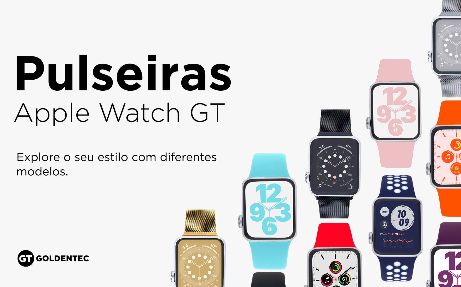 Kit 5 Pulseiras para Apple Watch 42/44mm Silicone | GT