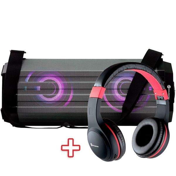 Kit com Caixa de Som Bluetooth 60W RMS GT Soundbox | Goldentec + Headphone Bluetooth Goldentec GT FUN