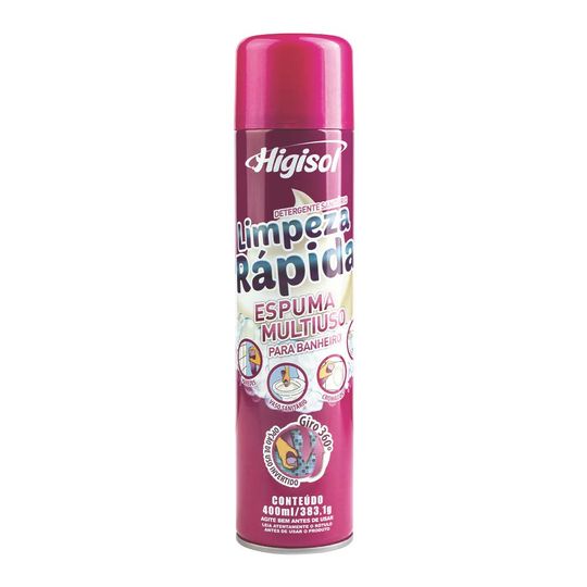 Espuma Multiuso Aerosol Limpeza Rápida 400ml Higisol lojaibyte