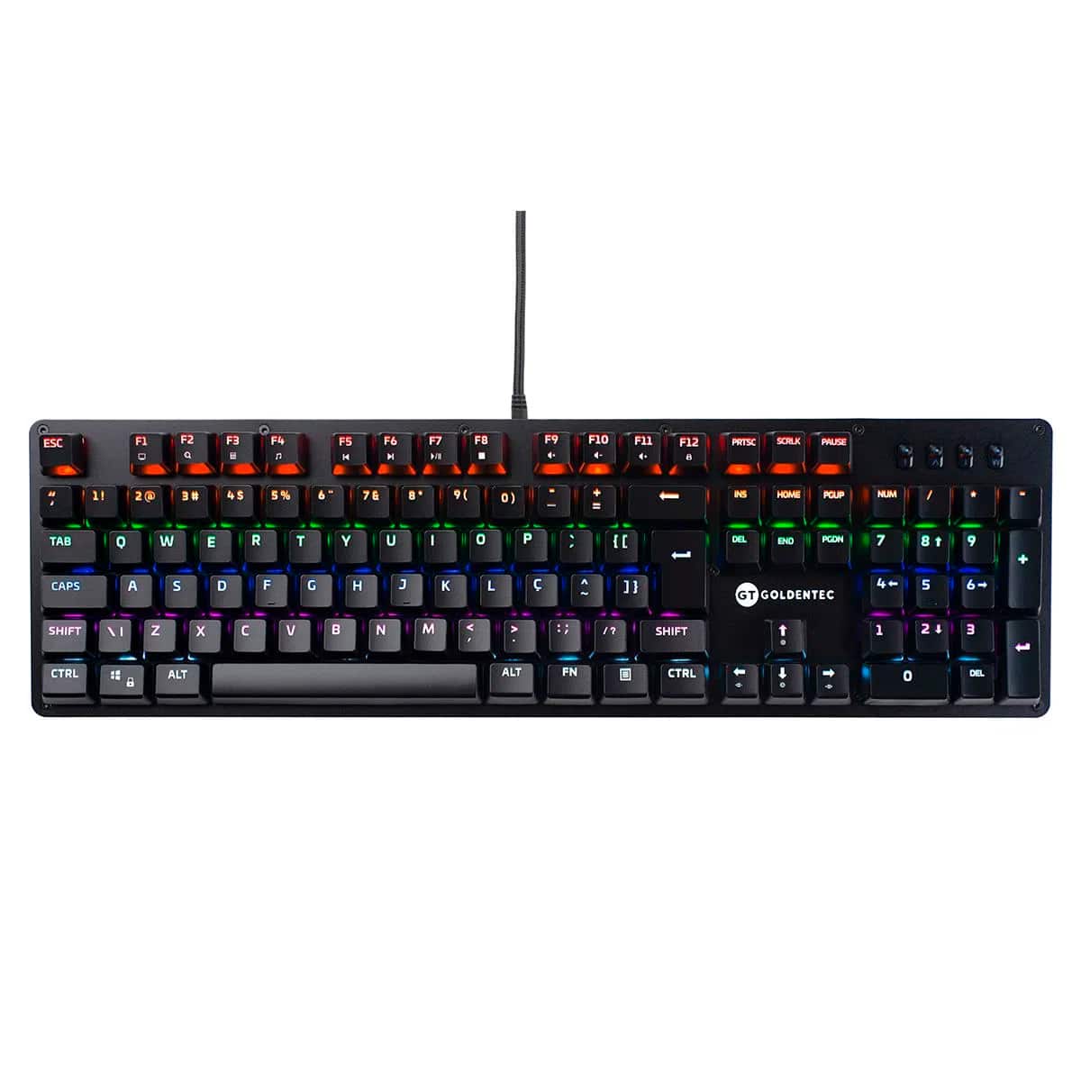 Teclado Gamer Mecânico com LED RGB, Anti Ghosting e Blue Switch | Goldentec