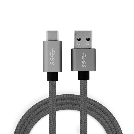 Cabo USB-C para USB 3.1 Nylon 1m - Cinza