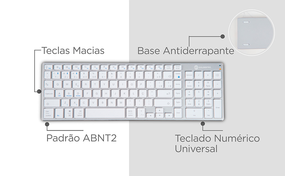 Teclado sem Fio Bluetooth Style com Teclado Numérico Alumínio | Goldentec