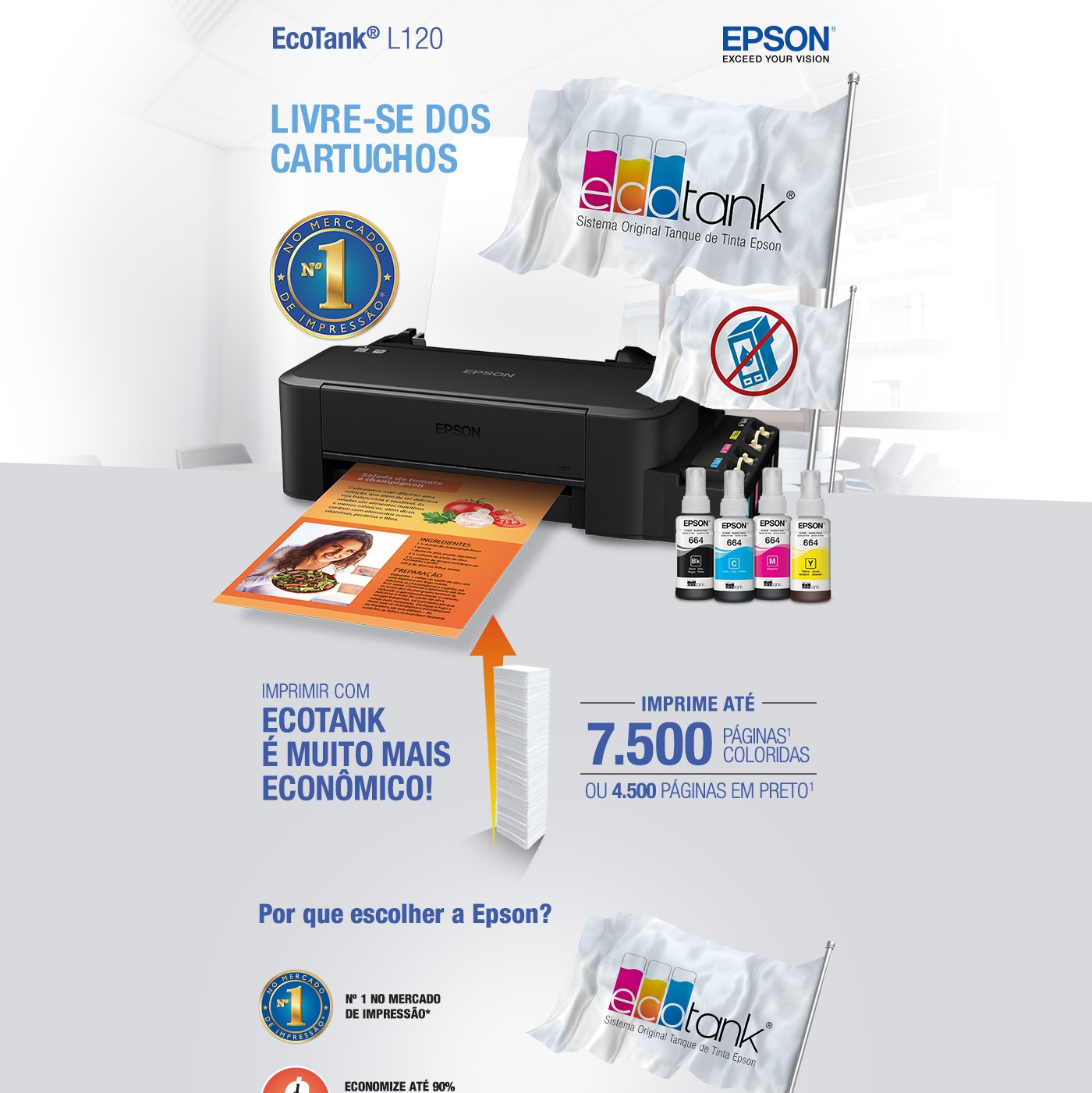 Impressora Epson EcoTank L120 Tanque de Tinta - Preta