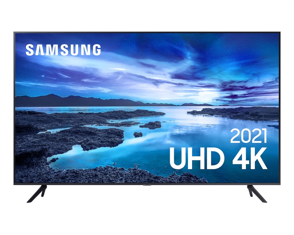 Smart Tv 75 Samsung UHD 4K 75AU7700, Processador Crystal 4K, Tela sem limites, Visual Livre de Cabos, Alexa built in, Controle Único