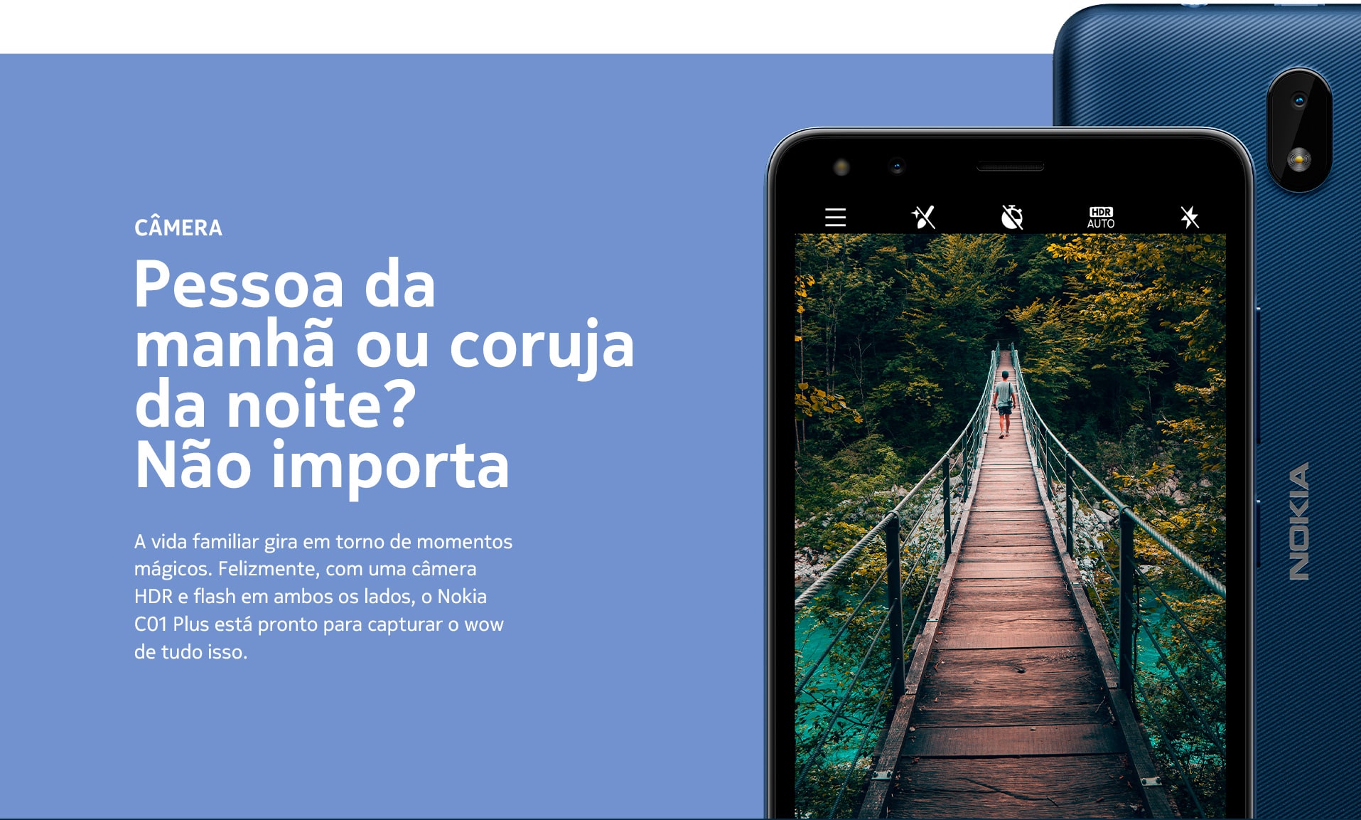 martphone Nokia C01 Plus 32GB, 4G, Tela 5.45”, Dual Chip, 1GB RAM, Câmera 5.0MP + Selfie 5.0MP Azul- NK040