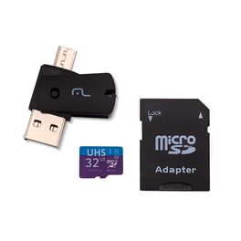 Kit-4-em-1-Multilaser--Cartao-De-Memoria-Ultra-High-Speed-I---Adaptador-USB-Dual-Drive---Adaptador-SD-32GB-ate-80-Mb-S---MC151