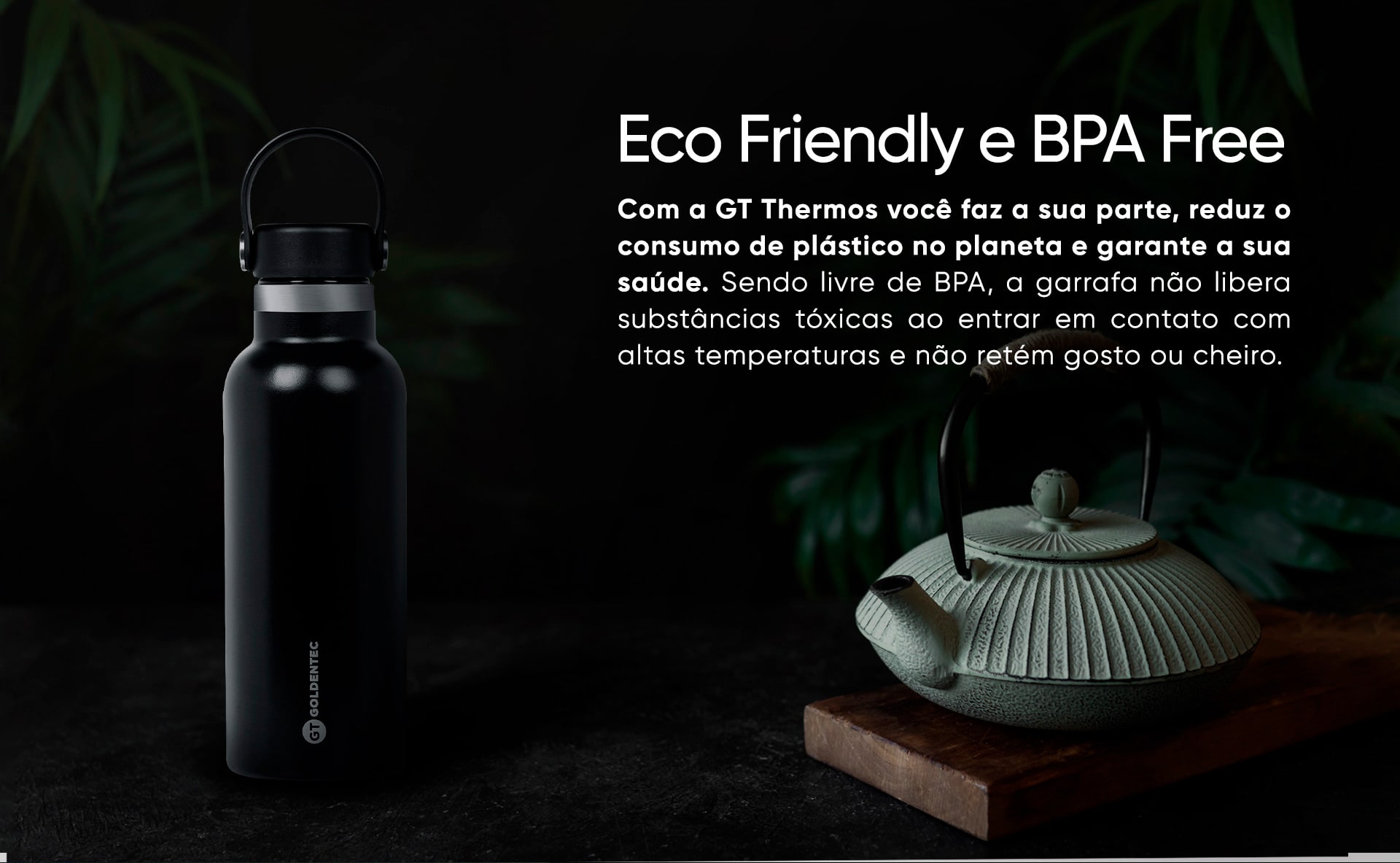 Garrafa Térmica Inox 500 ml para bebidas quentes ou frias e tampa com alça - Preta | GT