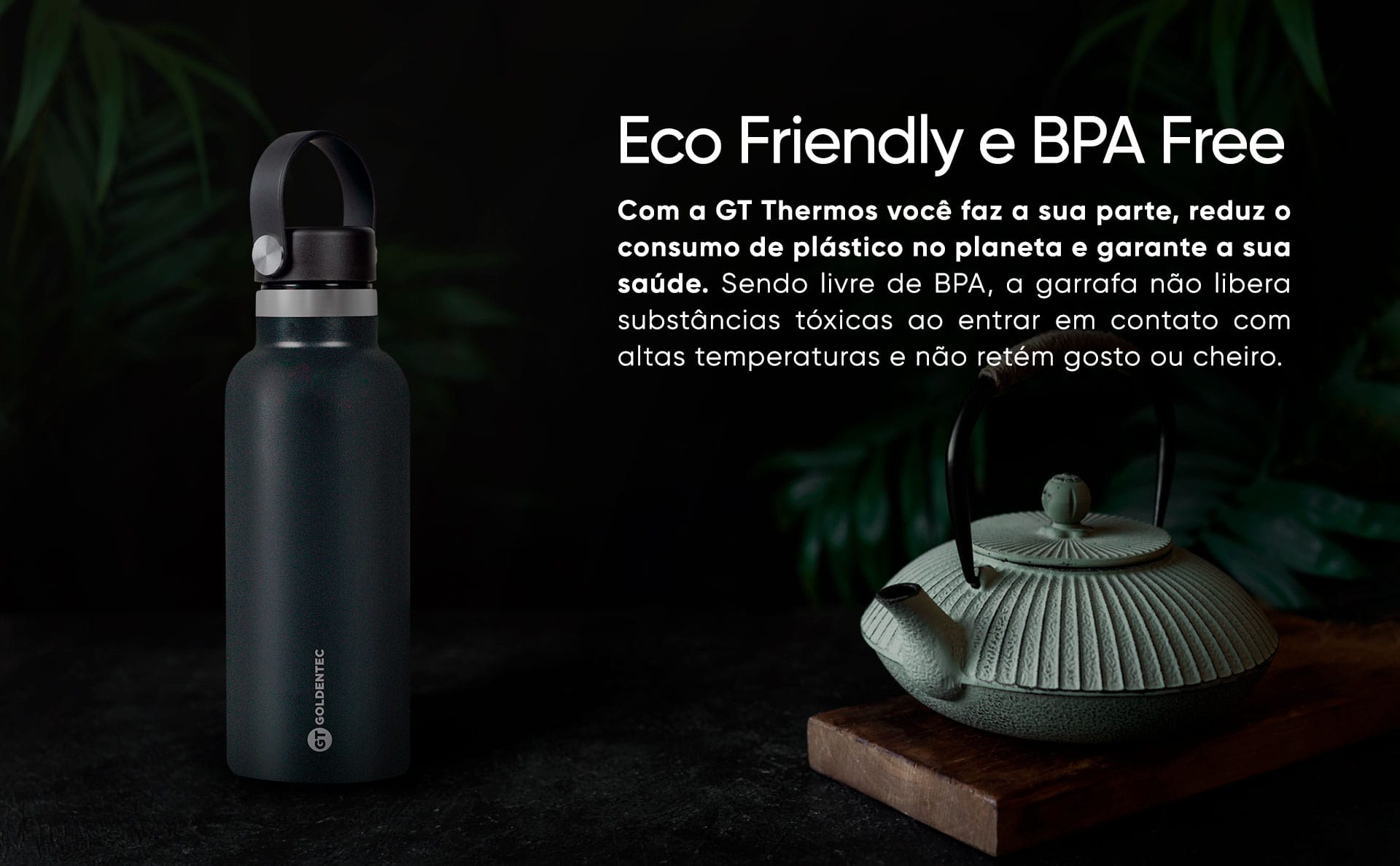 Garrafa Térmica Inox 500 ml para bebidas quentes ou frias e tampa com alça - Preta | GT