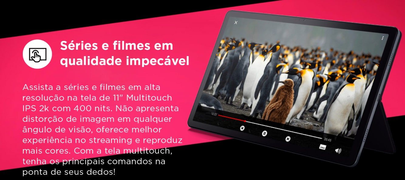 Tablet Lenovo Tab P11 Plus com Capa Protetora, Octa-core 4GB 64GB Tela 11 Wi-fi