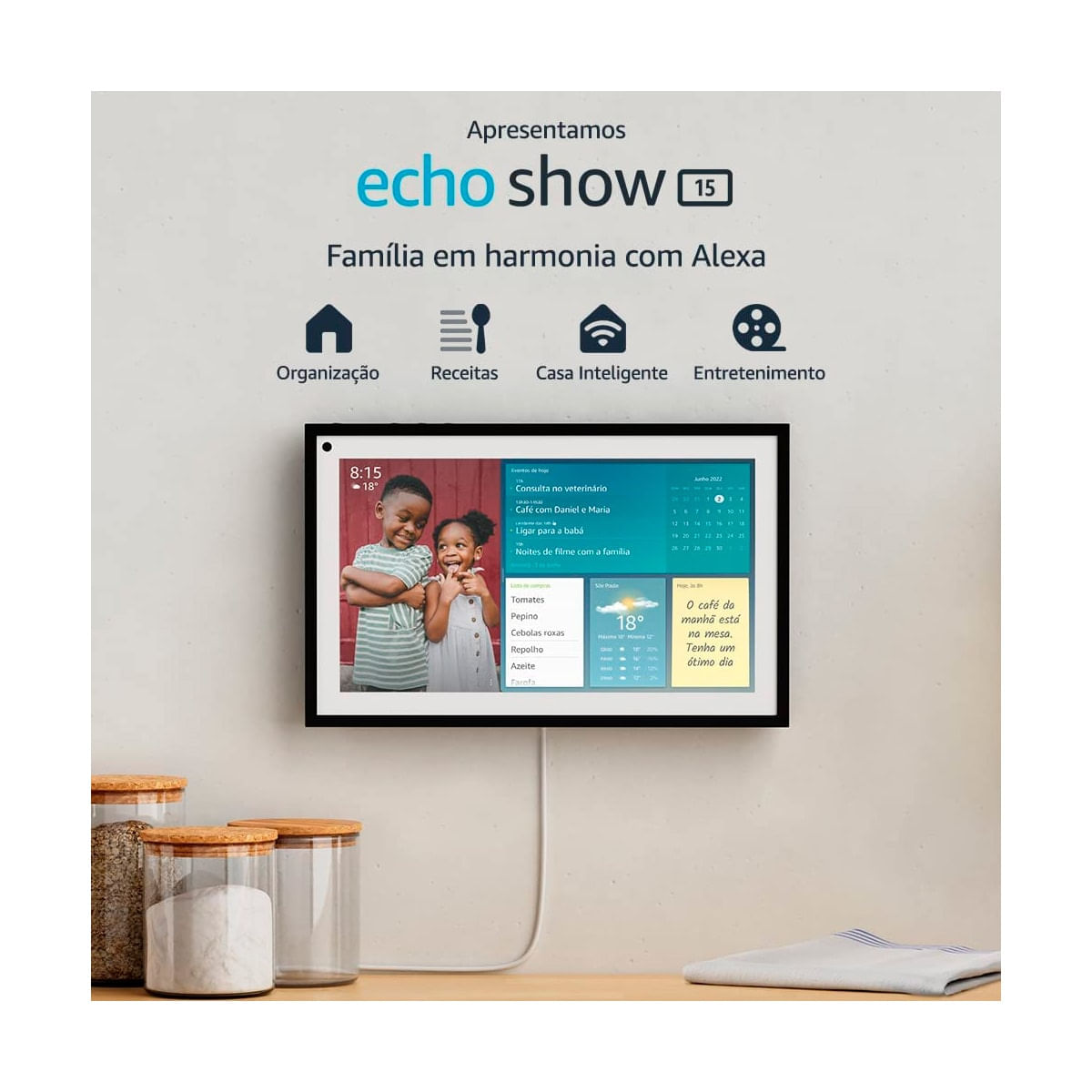 Echo Show 15 Amazon Smart Speaker Tela de 15,6” com Alexa lojaibyte