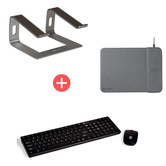 Kit-Suporte-Para-Notebook-GT---MousePad-QI-GT-Charger---Kit-Teclado-e-Mouse-Sem-Fio-GT