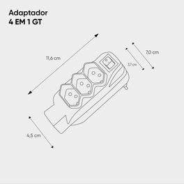Adaptador-para-4-Tomadas-Padrao-2P-T-com-Interruptor-|-GT