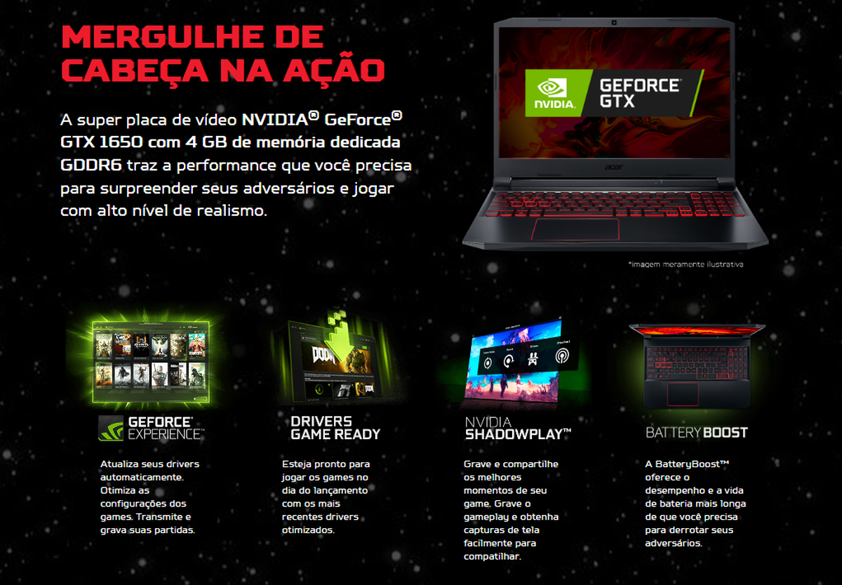 Notebook Gamer Acer Aspire Nitro 5 15.6, Intel® Core i5-10300H, 8GB, SSD 512GB, 1TB HD Windows 11 - NH.QD4AL.007