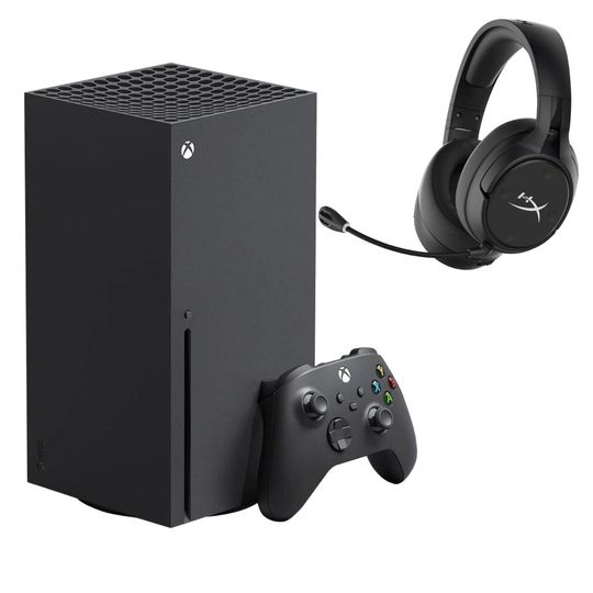 Xbox-Series-X-1TB-Preto---Headset-Gamer-HyperX-Cloud-Flight-S-7.1-Wireless-QI